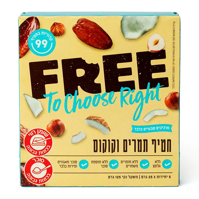 חטיף תמרים וקוקוס | 5*25 גרם | פרי