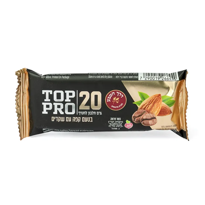 חטיף חלבון בטעם קפה עם שקדים | 60 גרם | TOP PRO