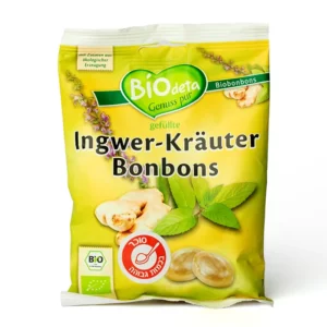 סוכריות אורגניות ממולאות בטעמי ג'ינג'ר עם תמצית צמחים | 75 גרם | ביודטה