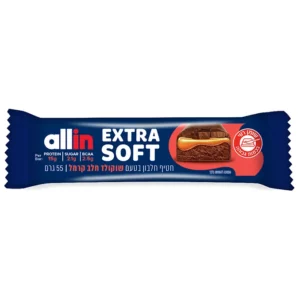 חטיף חלבון בטעם שוקולד חלב קרמל | 55 גרם | אול אין