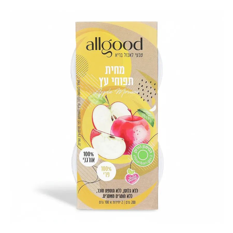מחית תפוחי עץ אורגני | 2*100 גרם | אולגוד