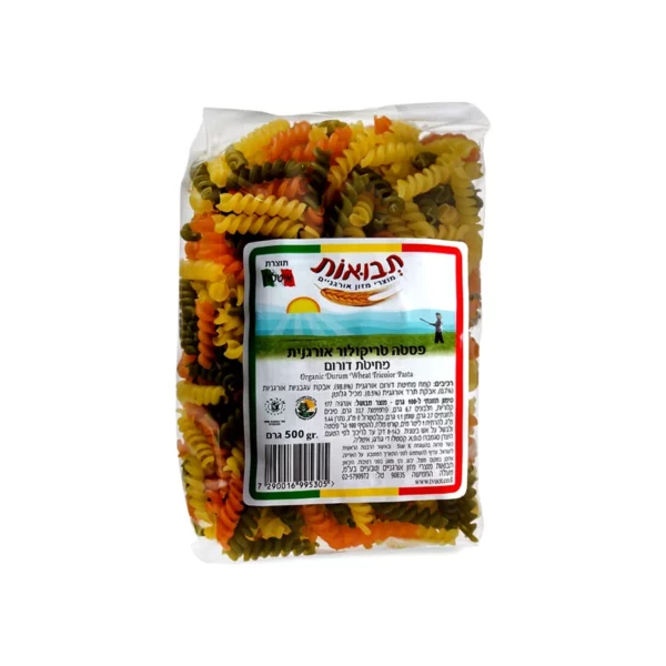 פסטה בשלושה צבעים אורגנית מחיטת דורום המכילה עבניות ותרד | 500 גרם | תבואות