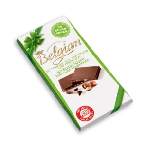 שוקולד חלב בלגי עם אגוזי לוז ללא תוספת סוכר | 100 גרם | בלגיאן
