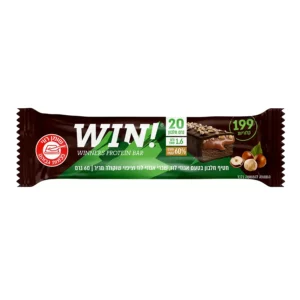 חטיף חלבון בטעם אגוזי לוז, שברי אגוזי לוז וציפוי שוקולד מריר | 64 גרם | WIN