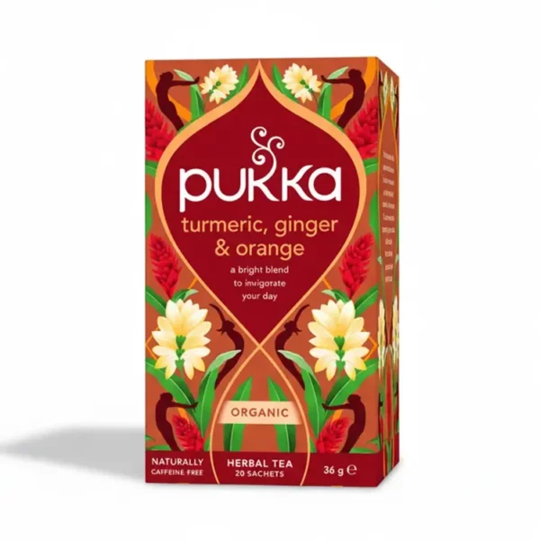 תה כורכום ג'ינג'ר ותפוז אורגני | 20 שקיקים | פוקה