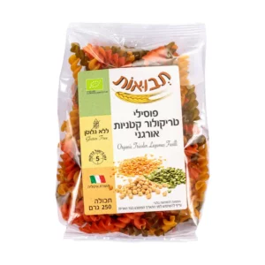 פוסילי טריקולור קטניות אורגני | 250 גרם | תבואות